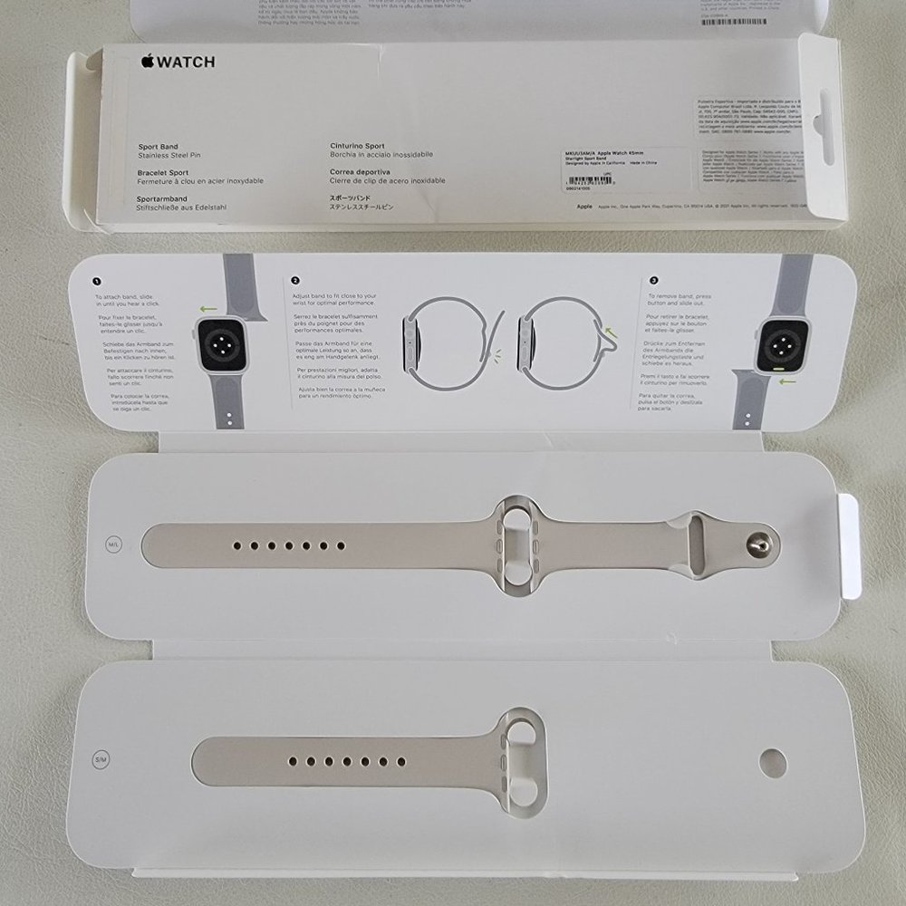 NEW AUTHENTIC Apple Sport Band Color "Starlight" MKUU3AM/A 45mm Apple Watch
